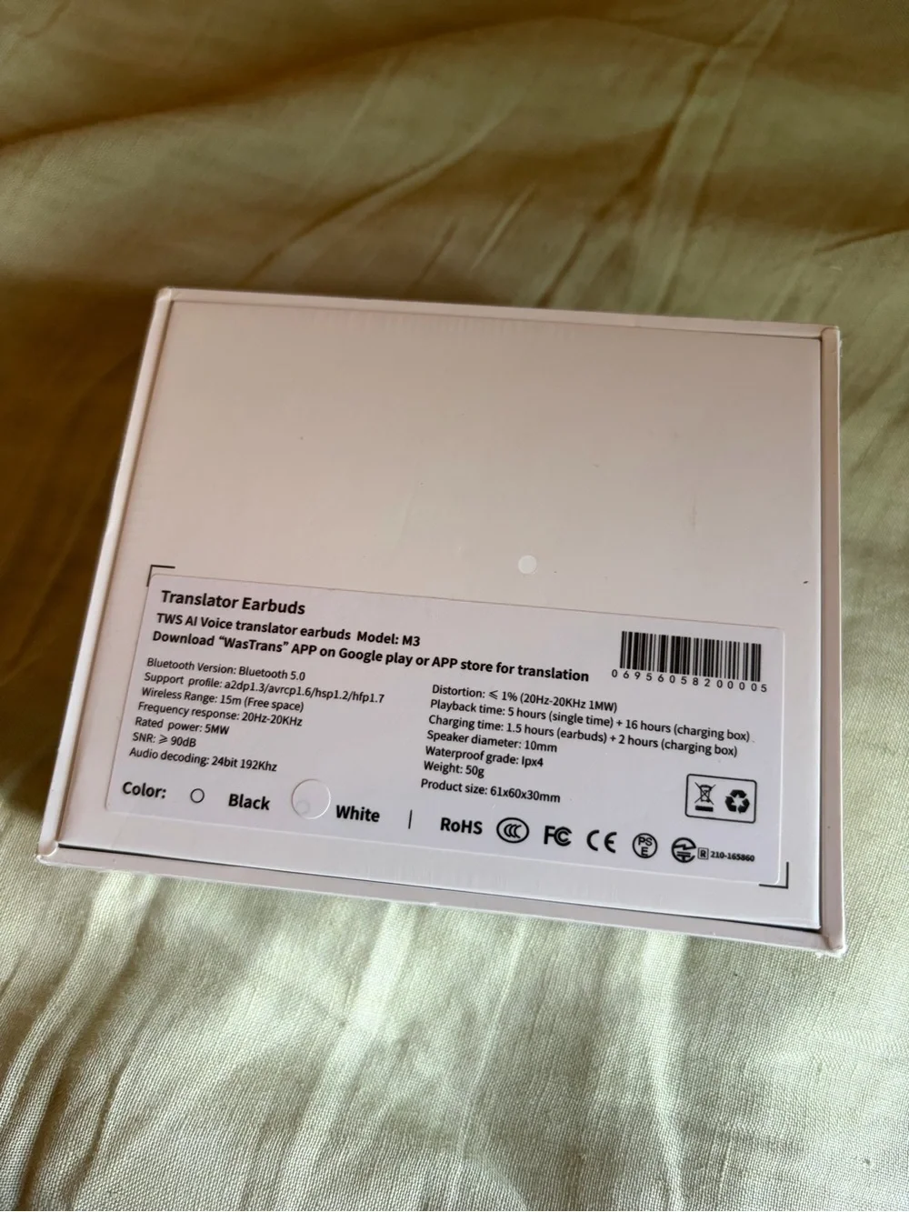 Wireless Translator Earbuds in White - Real-Time Translation & Music